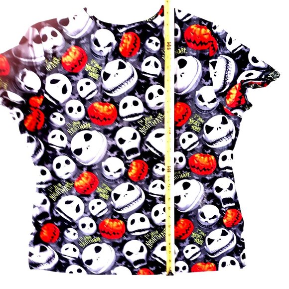 Disney Nightmare Before Christmas Scrub Top L Jack Skellington Halloween Pumpkin - Picture 9 of 9